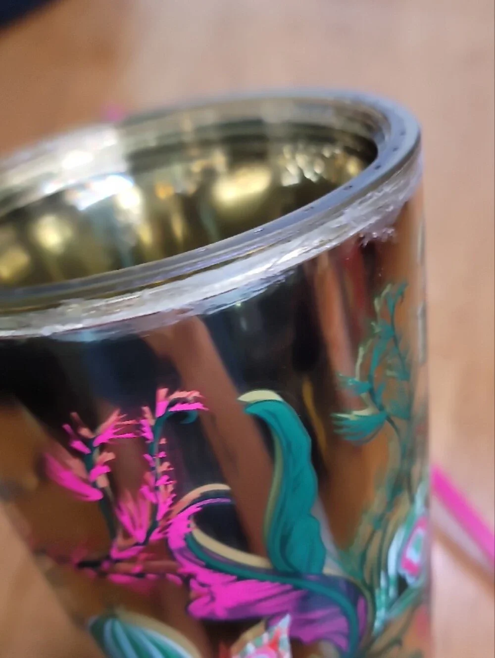 Starbucks 2024 Holiday Gold Mirror Ornament Floral cold cup tumbler (24 oz)